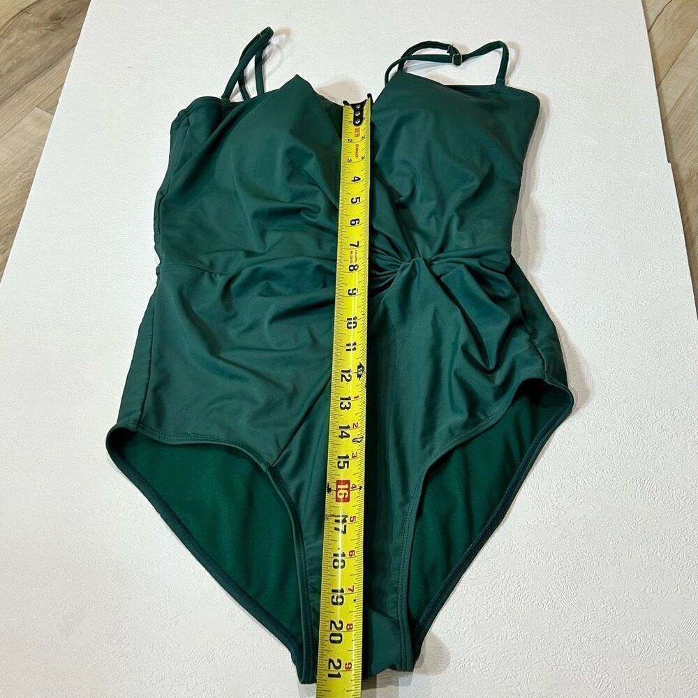 Nicole Miller bandeau twist drape swimsuit green size l - Picture 7 of 7